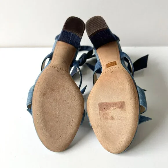 Alexandre Birman Blue Denim Lolita 90 Block Heeled Sandals - Picture 7 of 8